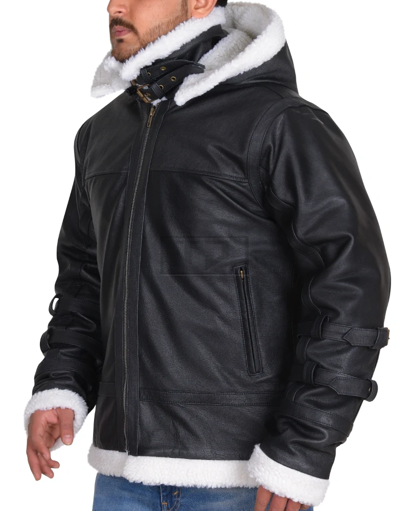 Shearling Black Leather Jacket - image 4