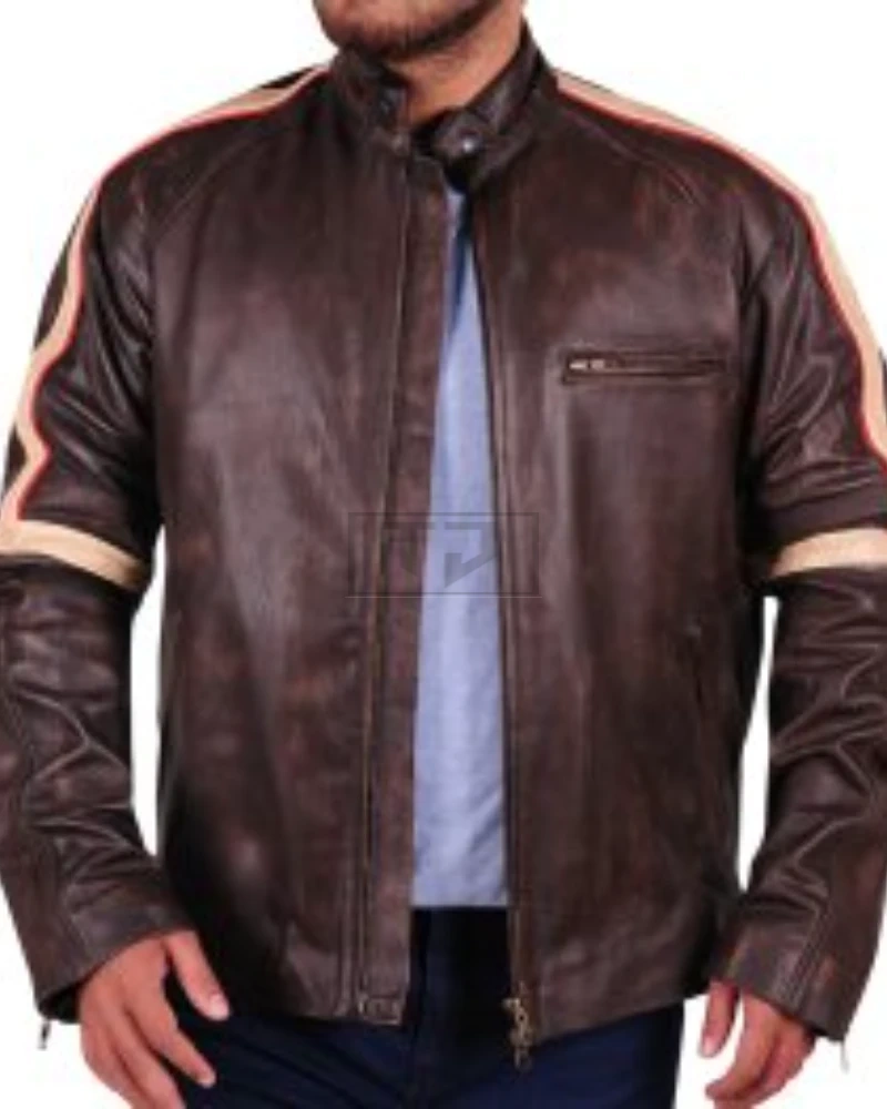 Stylish Brown Distressed Leather Jacket - image 1