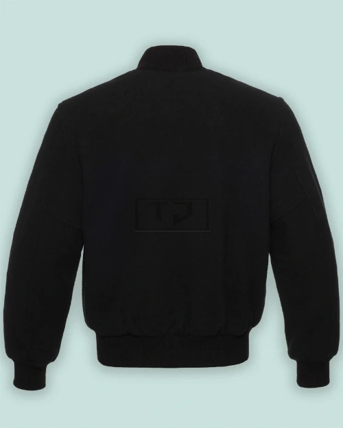 Solid Black Varsity Jacket - image 2