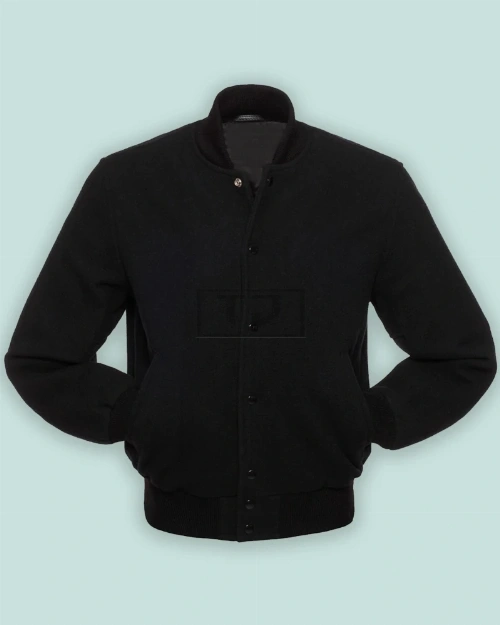 Solid Black Varsity Jacket - image 3