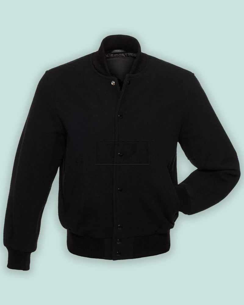 Solid Black Varsity Jacket - image 1