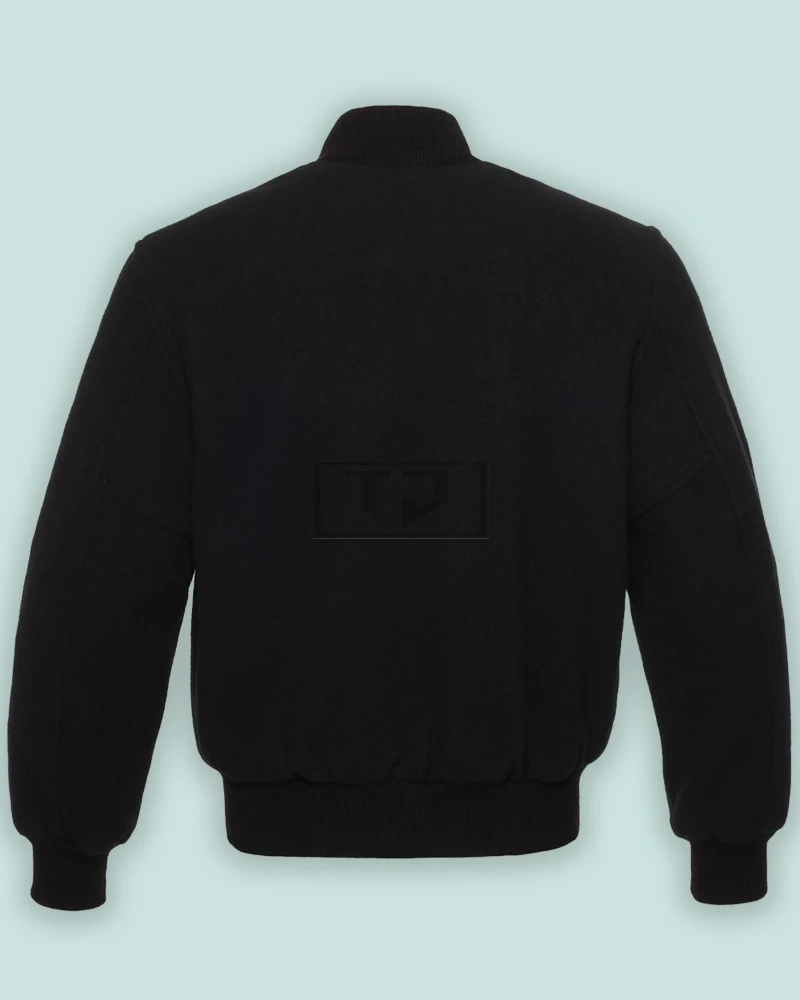 Solid Black Varsity Jacket - image 2