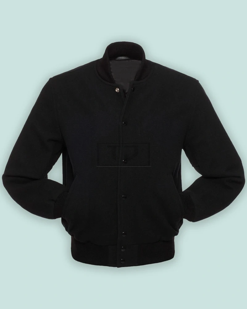 Solid Black Varsity Jacket - image 3