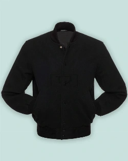 Solid Black Varsity Jacket - image 3