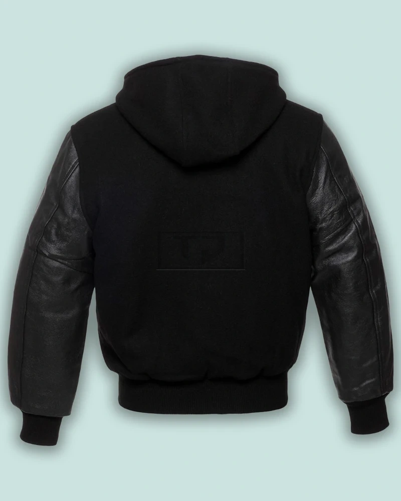 Black Hoodie Varsity Jacket - image 2