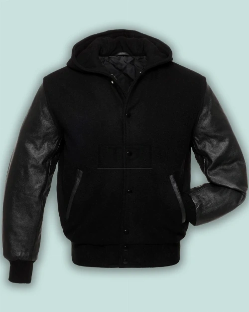 Black Hoodie Varsity Jacket