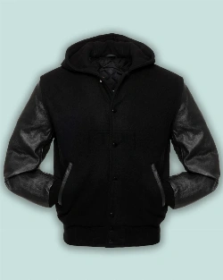 Black Hoodie Varsity Jacket - image 3