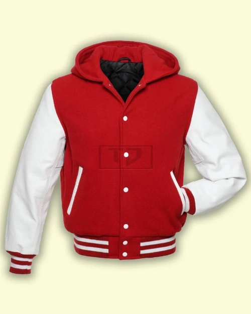 Red Hoodie Varsity Jacket