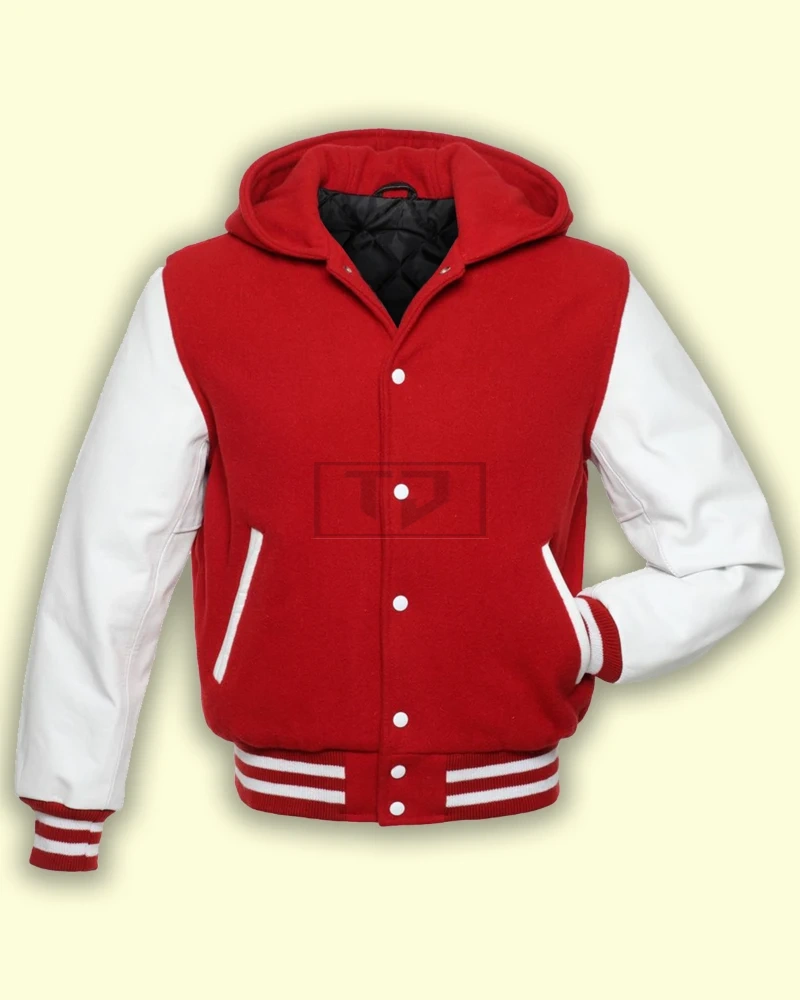 Red Hoodie Varsity Jacket - image 1