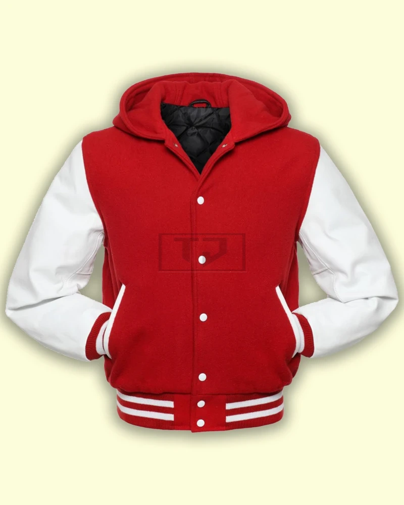 Red Hoodie Varsity Jacket - image 3