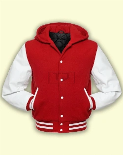 Red Hoodie Varsity Jacket - image 3
