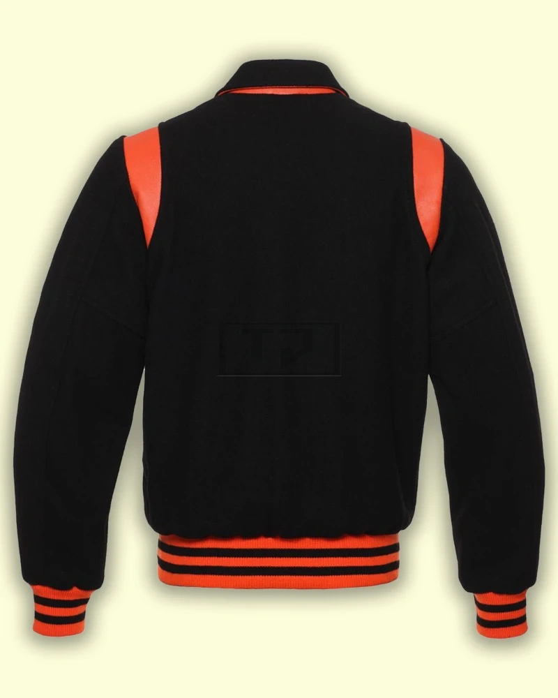 Black With Orange Varsity Jacket - image 2