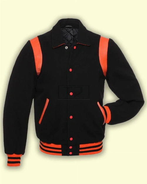 Black With Orange Varsity Jacket