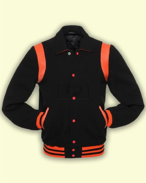 Black With Orange Varsity Jacket - image 3