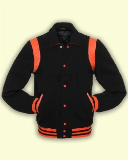 Black With Orange Varsity Jacket - image 3