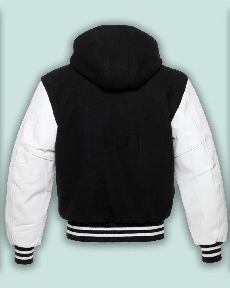Basic Black Hoodie Varsity Jacket - image 2