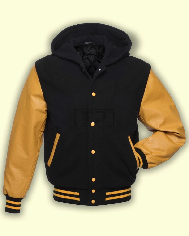 Black Gold Hoodie Varsity Jacket - image 1