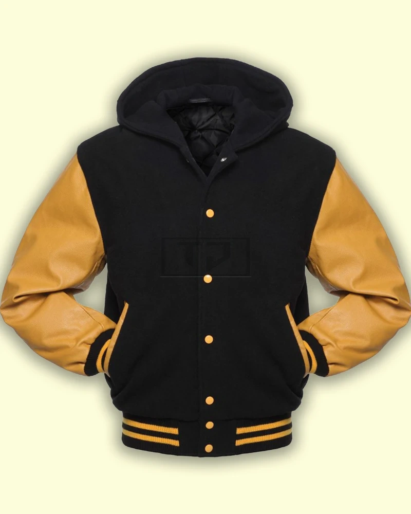 Black Gold Hoodie Varsity Jacket - image 3