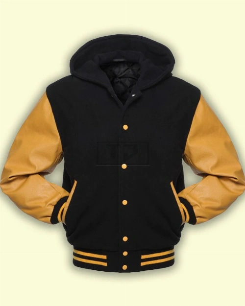 Black Gold Hoodie Varsity Jacket - image 3