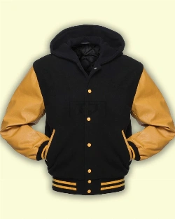 Black Gold Hoodie Varsity Jacket - image 3