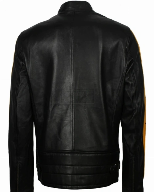 Men Red Stripes Biker Jacket - image 2